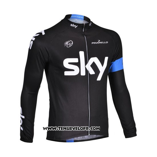 2013 Maillot Ciclismo Sky Bleu et Noir Manches Longues et Cuissard